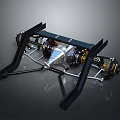 Detailed Mechanical Suspension System With Metal Frame Shock Absorbers And Springs
