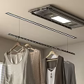 Modern Cloakroom With Ceiling Track Hangers Built in Light And Clothes