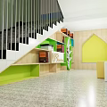 Reading corner of the staircase book bar 3d model