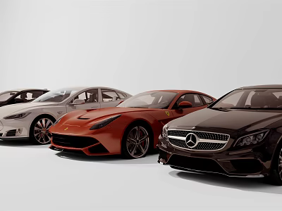 Hyundai cars Tesla Mercedes BMW Ferrari 3d model