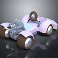 Pink Open Top Cartoon Car With Rounded Design And Four Wheels