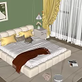 White Kids Bed With Yellow Pillows Stuffed Toy And Nightstand On Wooden Floor