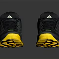 Adidas Dark Running Shoes With Yellow Soles And Three Stripes Design For Outdoor Traction