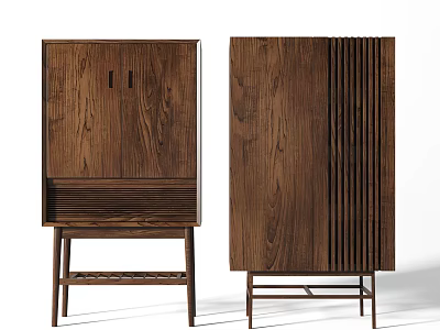 Wooden Console Cabinet And Side Cabinet With Natural Wood Grain Double Doors And Sturdy Legs 3d model