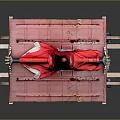 Ancient Traditional Carriage With Red Roof Decorative Elements And Black Wheels
