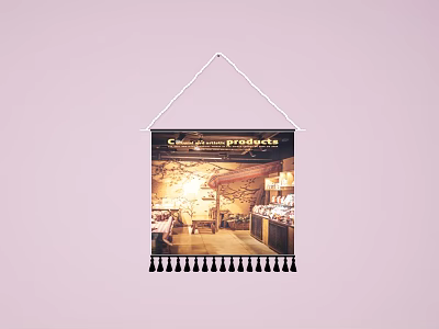 Café de la Paix Themed Tapestry With Cozy Cafe Interior And Decorative Design 3d model