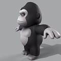 Cartoon Gorilla 3D Model With Black And White Color Standing Pose Open Arms