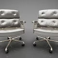 Technology Exhibition Hall Featuring Modern Silver Office Chairs With Metal Frames And Leather Material