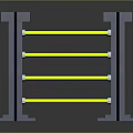 Industrial Metal Frame Equipment With Gray Vertical Columns Yellow Horizontal Bars And Stable Base