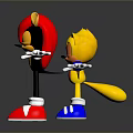 Red Black And Yellow Horned Cartoon Characters With Outstretched Arms