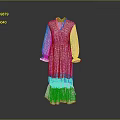 Elegant Long Sleeve High Neck Lace Dress With Pink Sleeves And Ruffled Hem