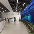 Modern Monitoring Control Room with Multiple Screens Data Displays Control Consoles and Office Chairs