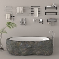 Ruishi bathtub potted faucet towel rack toiletries 3d model