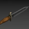 Vintage Military Knife With Wooden Handle Brass Guard And Sharp Blade