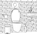 Modern Bathroom Suite With Wall Mounted Toilet Stone Sink And Metal Fixtures