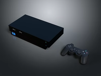 Modern Black Game Console With Wireless Controller For Home Entertainment System 3d model