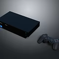 Modern Black Game Console With Wireless Controller For Home Entertainment System