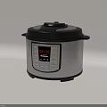 Modern Electric Pressure Cooker with Silver Body Black Lid Digital Display and Control Buttons
