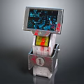 Smart Machine With Display Screen Circuit Design Red Markings Yellow Panel And Control Knob 3d model