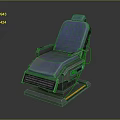 Blue Modern Chair With Metallic Frame Armrest Backrest And Yellow Accent Base