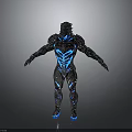 Futuristic Sci Fi Humanoid Armor With Blue Glowing Lines And Detailed 3D Render Design