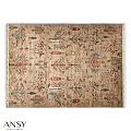 Traditional Square Rug With Intricate Tree Floral Geometric Patterns Earth Tones