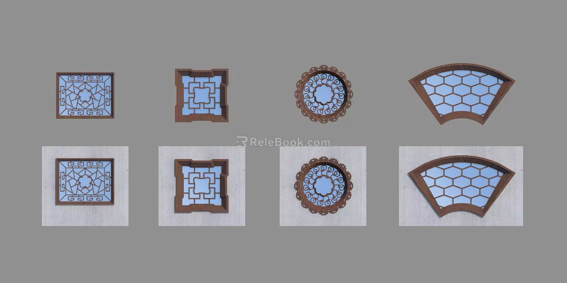 Chinese-style openwork window 3d model