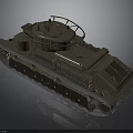 Detailed Vintage Military Tank Vehicle With Tracks Turret And Armor Structure