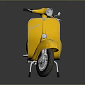 Yellow Classic Scooter With Black Leather Seat And Vintage Design Elements