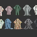Various Styles And Colorful Designs Of Traditional Kimono Robes For Fashion Collection