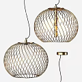 Modern Gold Geometric Mesh Pendant Lights With Spherical Metal Frame And Open Design