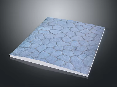 Blue Decorative Square Slab With Irregular Stone Texture And Smooth Surface 3d model