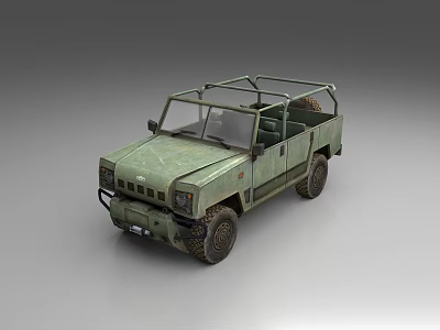 Green Military Style Off Road Car With Open Top Frame Large Tires And Rugged Design 3d model