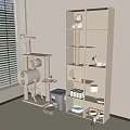 Functional Pet Storage Shelf With Cat Supplies Toys And Organized Compartments