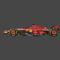 Red Ferrari F1 Racing Car With Sponsor Logos And Pirelli Tires