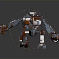 Game Movie Character Sci Fi Mech Robot With Metal Armor And Weapon In Combat Stance