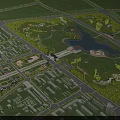Urban Square Landscape Featuring Central Lake Lush Green Spaces Pedestrian Paths And Surrounding Buildings