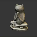Artistic Hand Carved Stone Frog Sculpture Sitting Cross-Legged With Clasped Hands