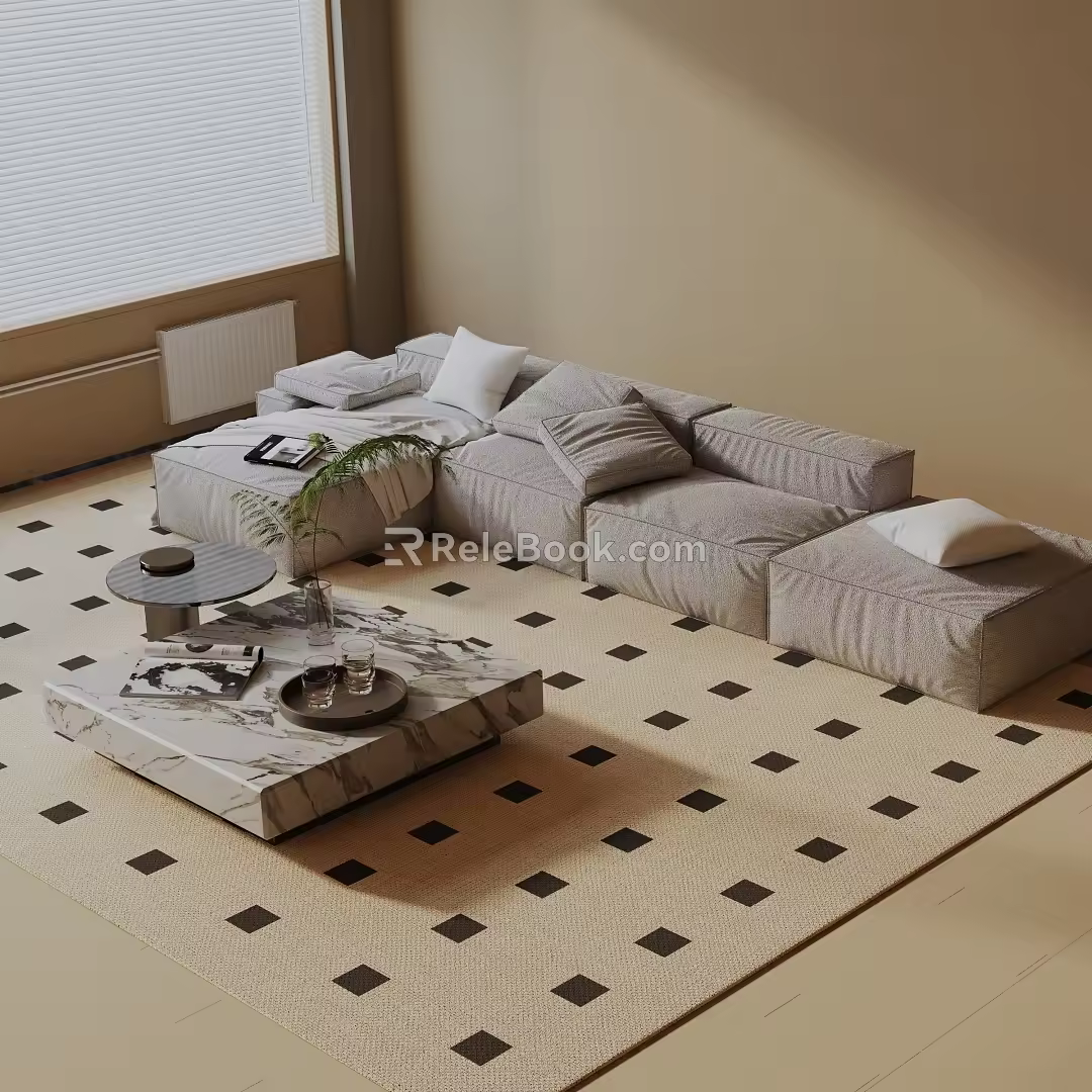Three-seat sofa 3d model