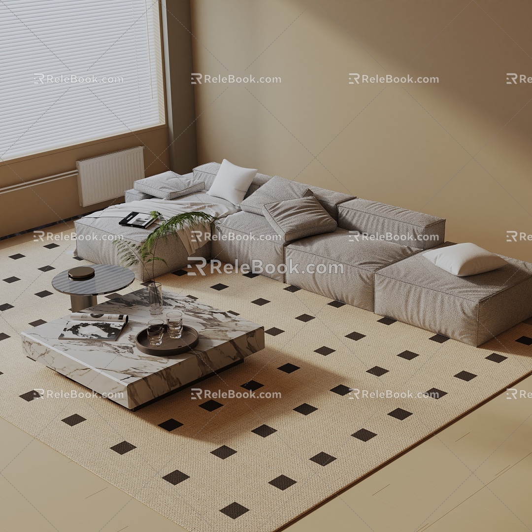 Three-seat sofa 3d model