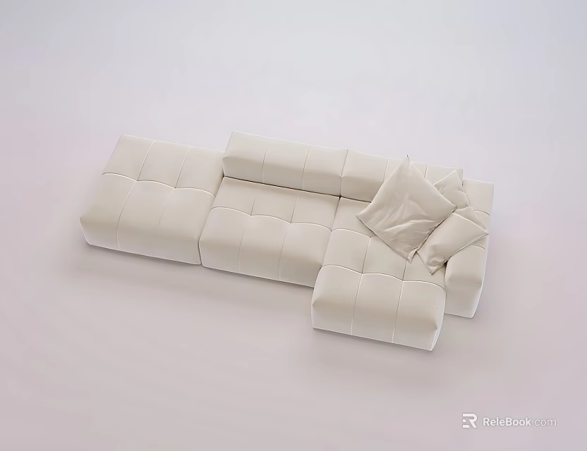 Leisure Sofa Set With Modern Modular Design And Light Beige Comfortable Cushions 3d model