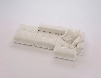 Leisure Sofa Set With Modern Modular Design And Light Beige Comfortable Cushions 3d model