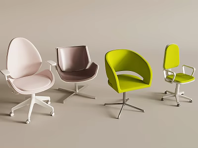Colorful Office Chairs With Swivel Base Armrests And Ergonomic Design For Modern Workspace 3d model