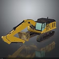 Yellow Excavator Heavy Construction Machinery With Tracked Undercarriage And Front Digging Bucket