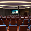Comfortable Modern Cinema Interior With Plush Seats And Large Screen 3d model