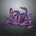 Purple Multi Headed Serpent Mythical Creature With Coiled Body And Detailed Design