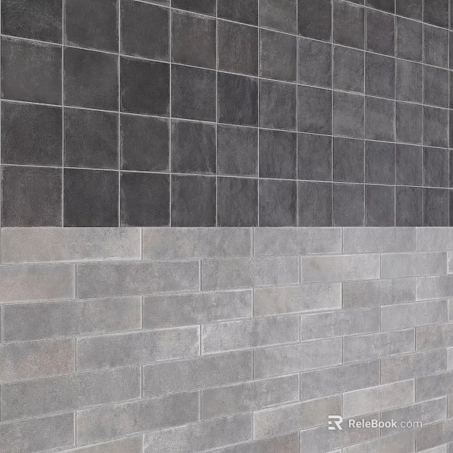 Gray Floor Tiles Combining Square And Rectangular Shapes For Modern Interior Design 3d model