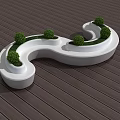 White Irregular Curved Sofa With Green Plants On Wooden Floor Interior Setting 3d model