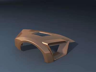 Modern Garden Landscape Design With Golden Abstract Sculpture Decor Element 3d model