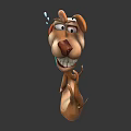 Cartoon Brown Dog Holding Phone Receiver With Surprised Expression On Gray Background